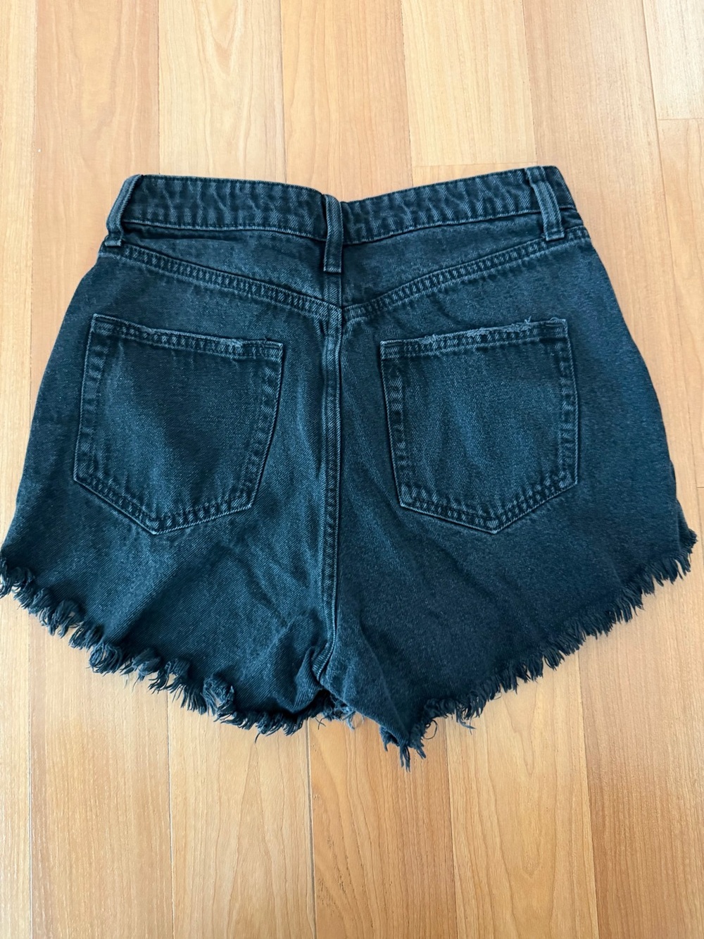 Wild Fable Black Denim Shorts High Rise Frayed Hem Distressed